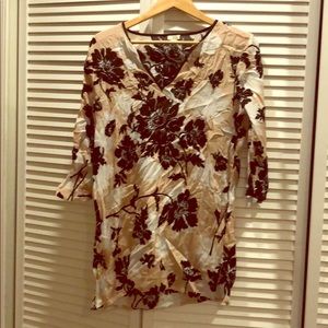 Jcrew rose pink, black and white flowered cover up